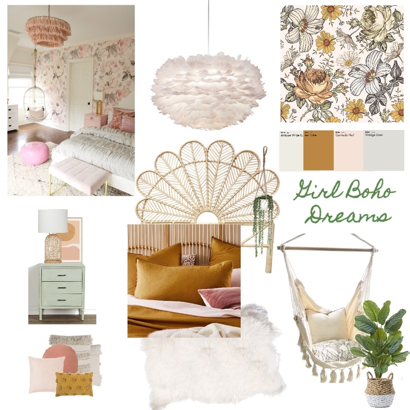 Girl Boho Bedroom Mood Board by leilinliu on Style Sourcebook