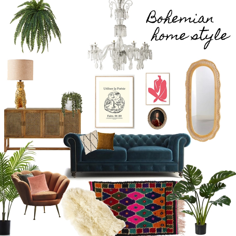 bohemian home style Mood Board by Or Klein on Style Sourcebook