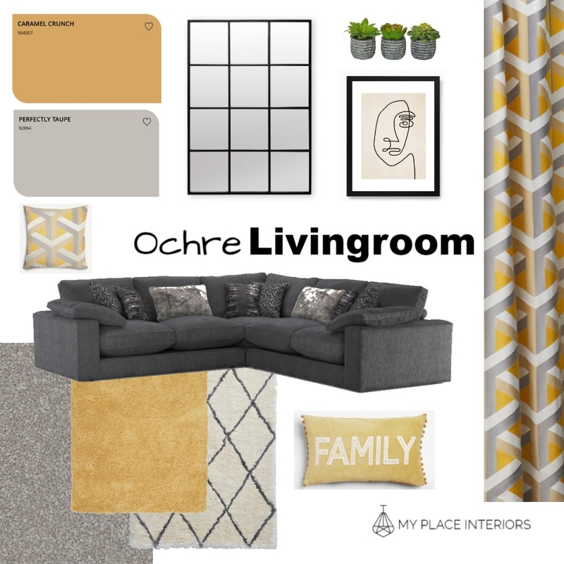 Ochre Livingoom Mood Board by LucyMcCann on Style Sourcebook