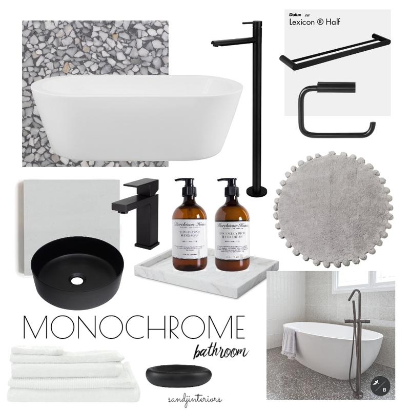 Monochrome Bathroom Mood Board by ESST. INTERIORS on Style Sourcebook