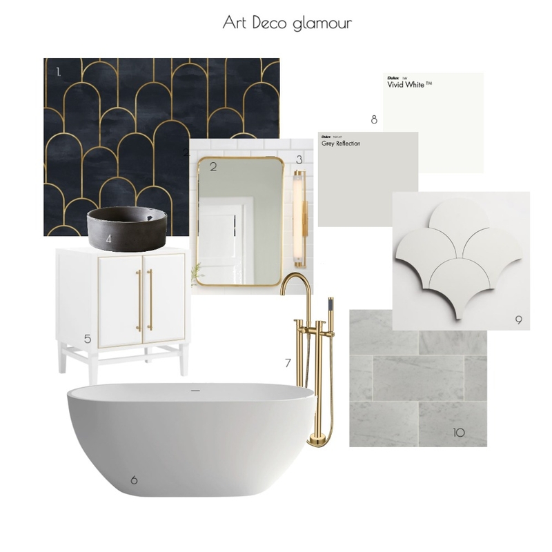 Art Deco Bathroom Mood Board by An English View on Style Sourcebook