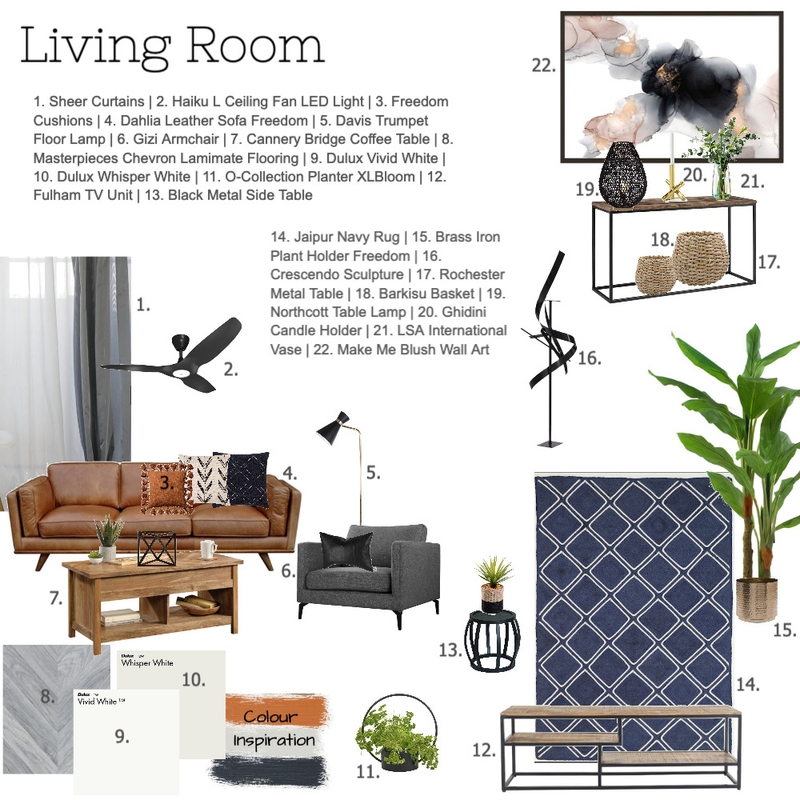 Living Room Sample Board Mood Board by MariaGremos on Style Sourcebook