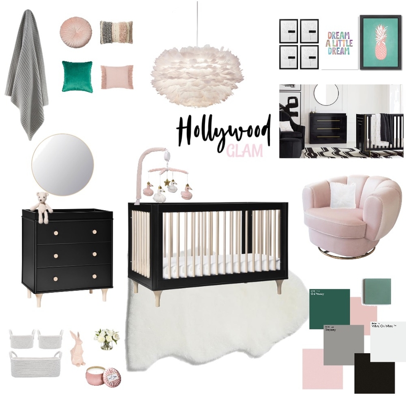 Hollywood Glam Nursery Mood Board by studio12interiors on Style Sourcebook