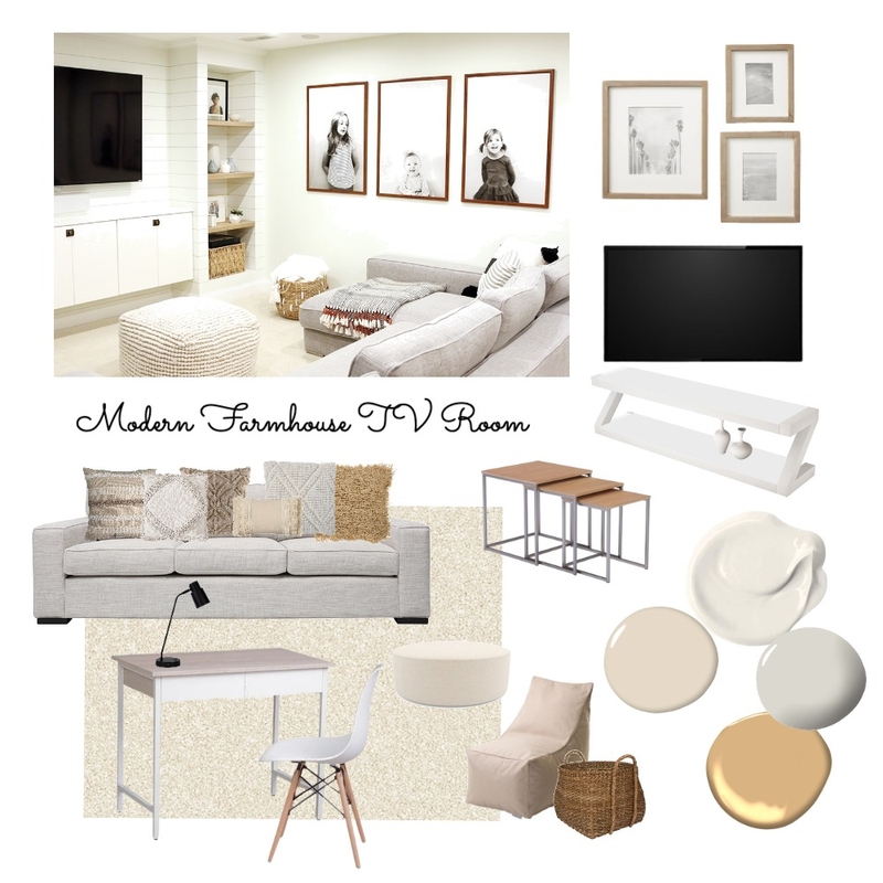 Modern Farmhouse TV Room 2 Mood Board by minc64 on Style Sourcebook