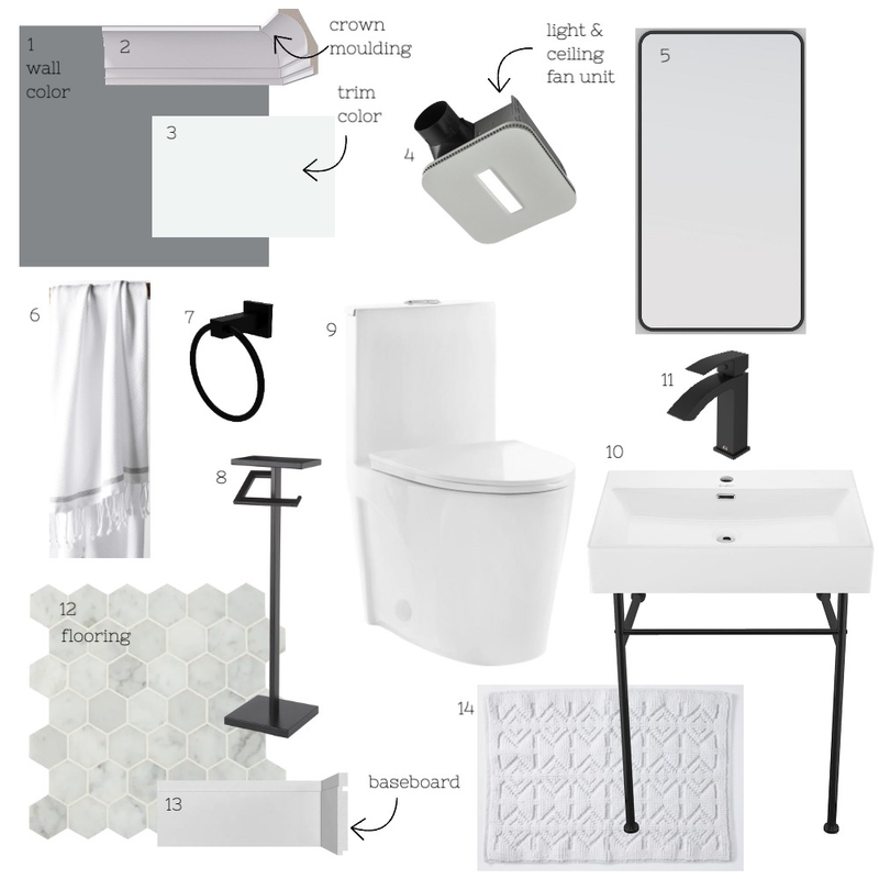 Guest Restroom Mood Board by Yara Interiors on Style Sourcebook