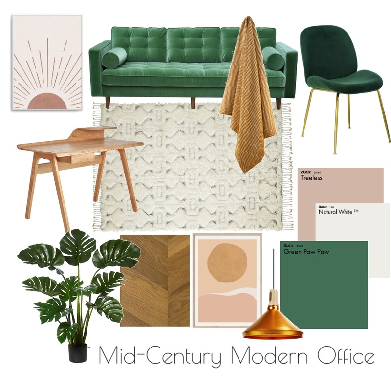 Mid Century Modern Home Office Mood Board by jessicaaebig on Style Sourcebook