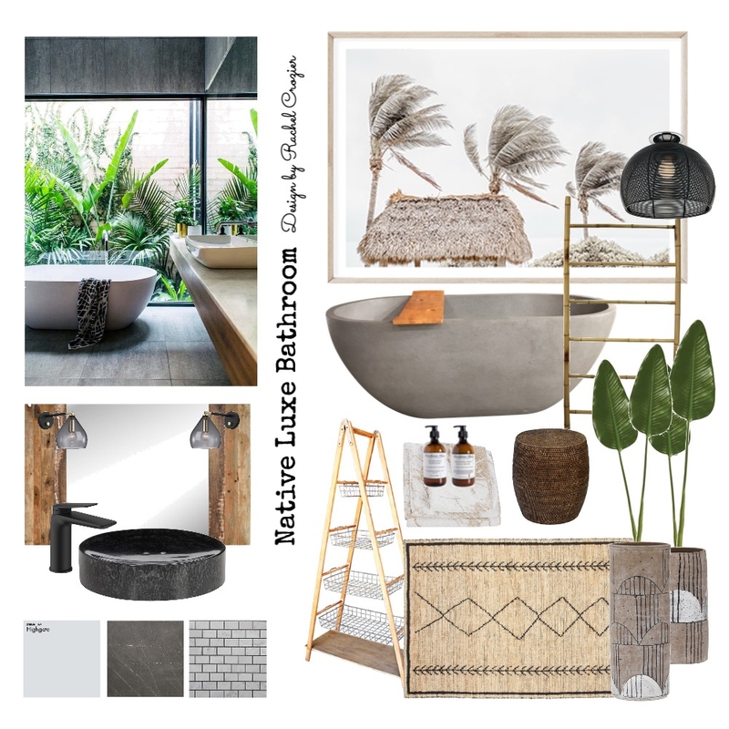 Native luxe Bathroom Mood Board by rachelcrozierdesiagn on Style Sourcebook