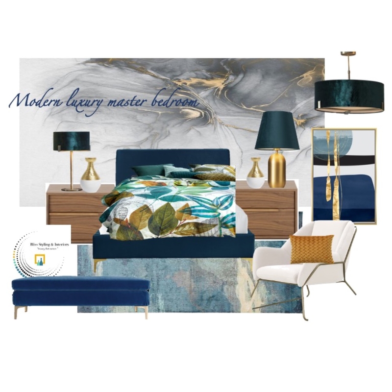 modern luxury master bed room Mood Board by Bliss Styling & Interiors on Style Sourcebook