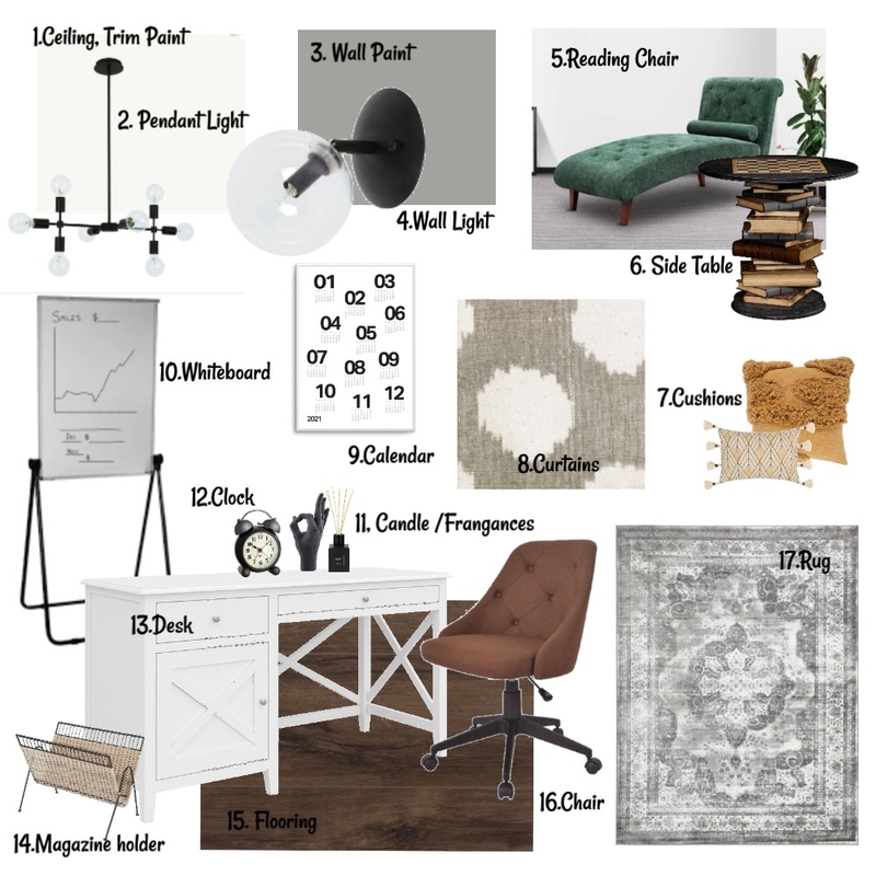 Study room sample board Mood Board by shaniavanisi on Style Sourcebook