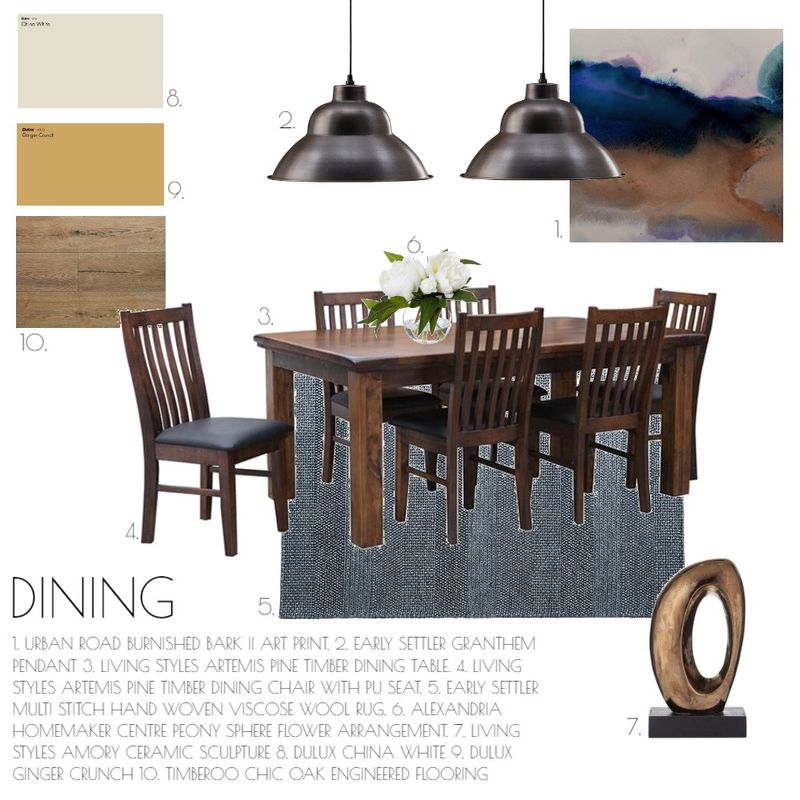 DINING ROOM - ACCENTED ANALOGOUS Mood Board by eoreill2 on Style Sourcebook