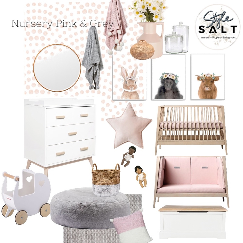 Pretty Pink & Grey Nursery Mood Board by Style SALT on Style Sourcebook