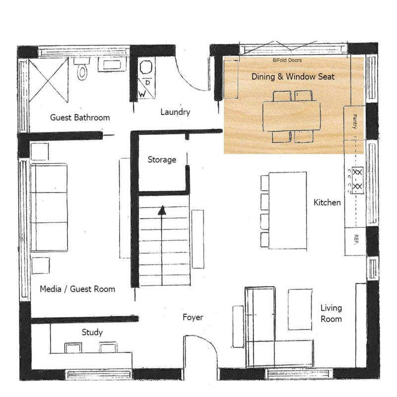 Floor Plan - Dining Room & Window Seat Mood Board by Centred Interiors on Style Sourcebook