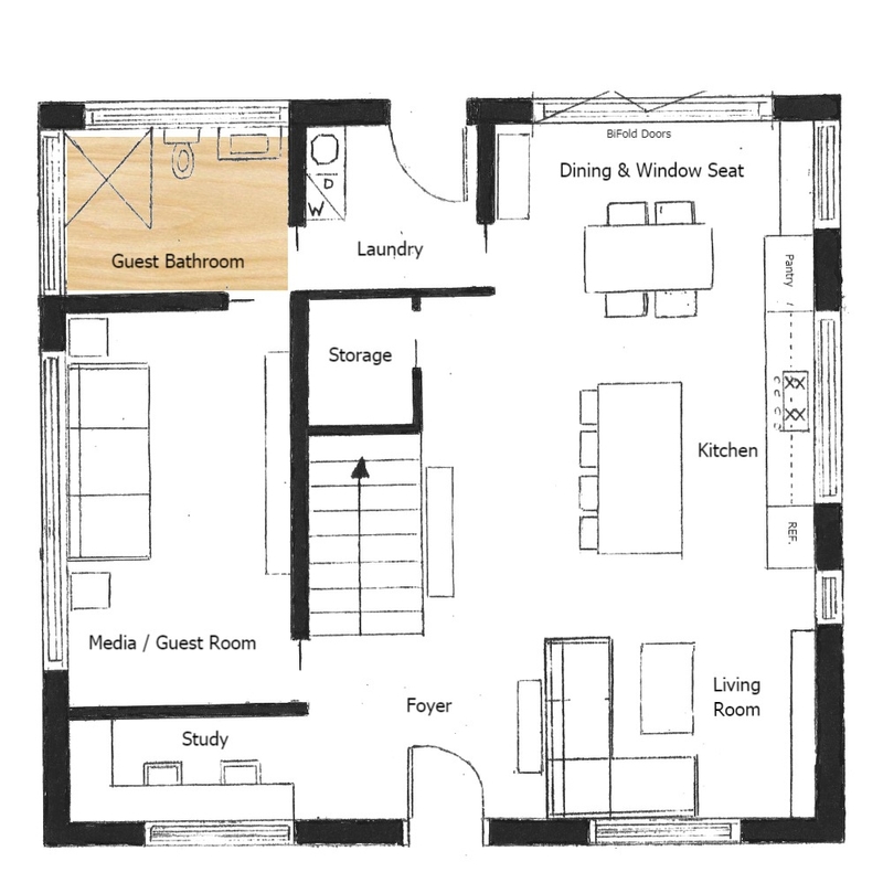 Floor Plan - Guest Bathroom Mood Board by Centred Interiors on Style Sourcebook