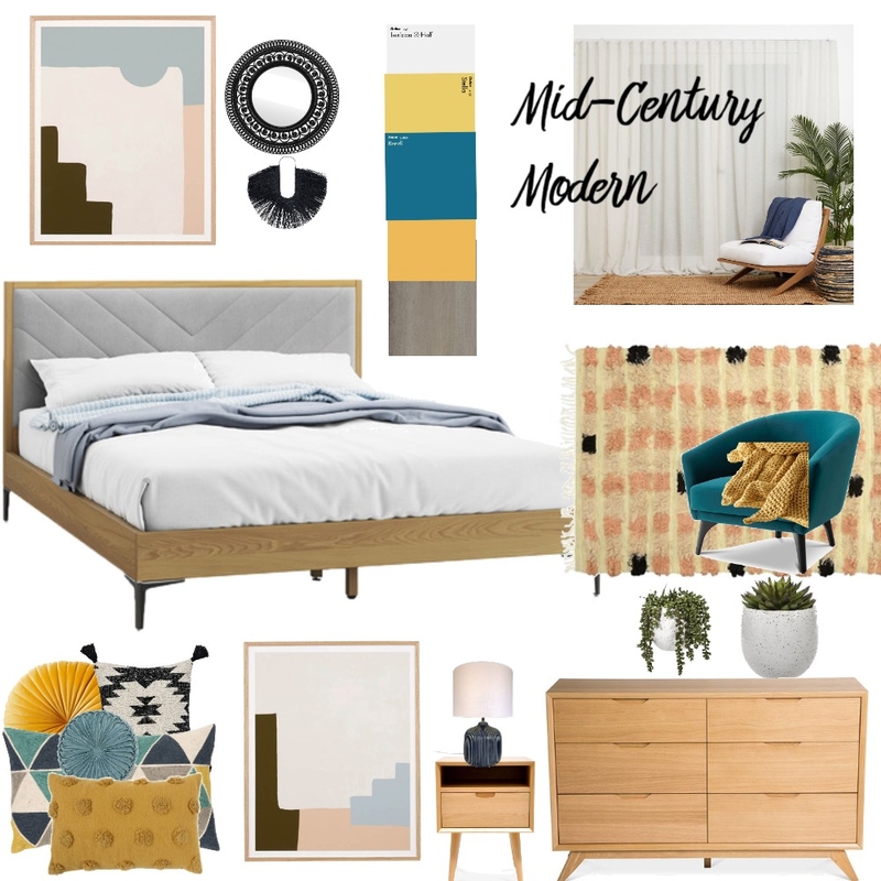 Mid-century modern bedroom Mood Board by Janice Minard on Style Sourcebook