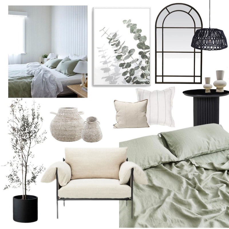 Sage and Black Bedroom Mood Board by megviljoen on Style Sourcebook