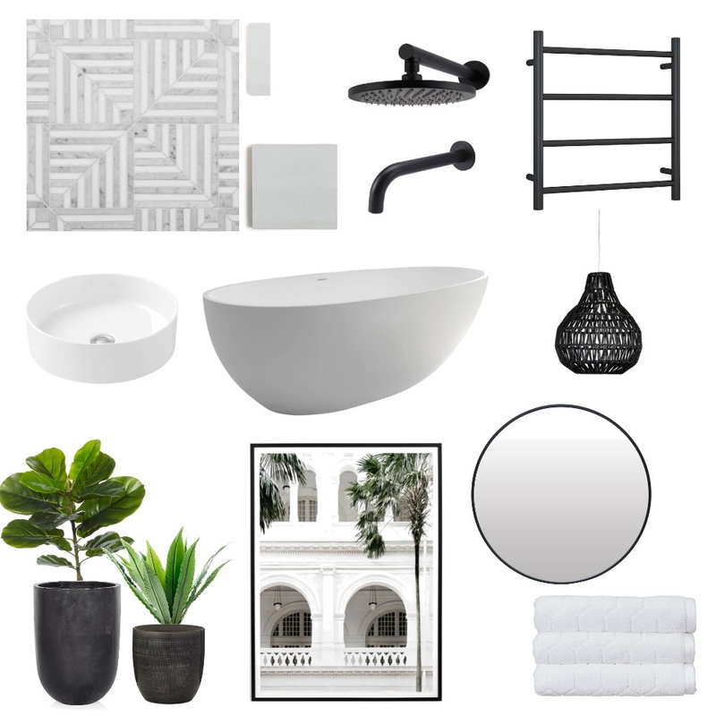 Bathroom_Blk&White Mood Board by Danika on Style Sourcebook