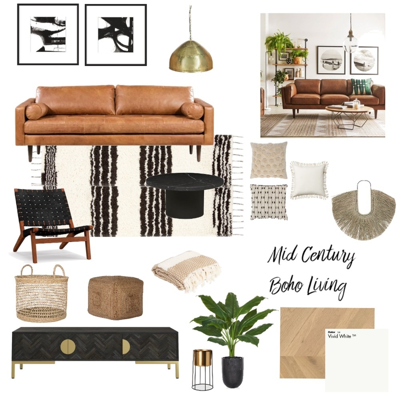 Mid Century Boho Living Room Mood Board by nadine.ferreri on Style Sourcebook