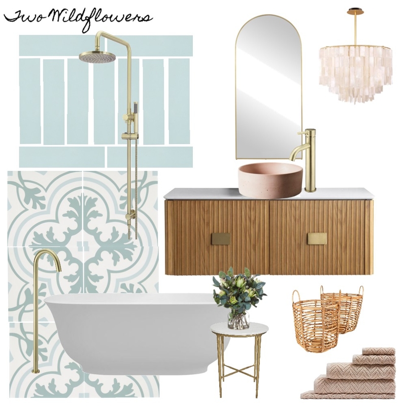 Blue boho bathroom Mood Board by Two Wildflowers on Style Sourcebook