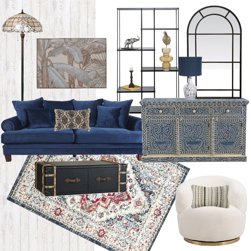 Blue Ecletic Mood Board by Maegan Perl Designs on Style Sourcebook