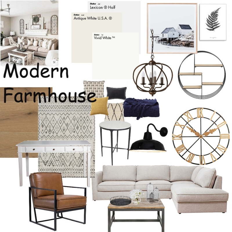 Modern Farmhouse - Family Room & Office Mood Board by SEG Desgins on Style Sourcebook