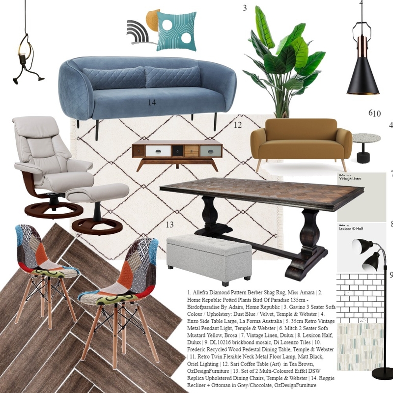 Retro Final Board with Info Mood Board by beka on Style Sourcebook