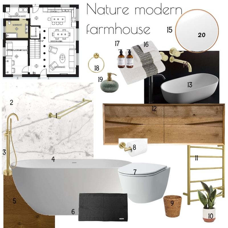 nature modern farmhouse bath Mood Board by Diakosmo+ on Style Sourcebook