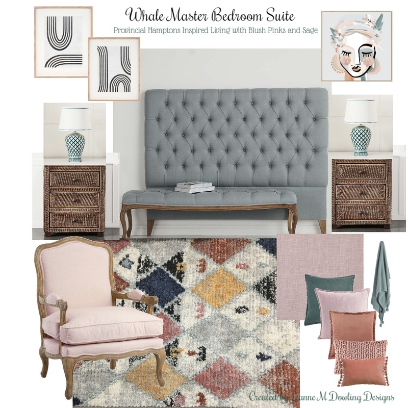 Provincial Hamptons Master Suite - with Blush Pinks and Sage Mood Board by leannedowling on Style Sourcebook