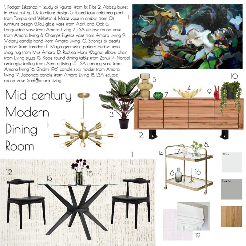 Midcentury modern dining room Mood Board by Olive House Designs on Style Sourcebook