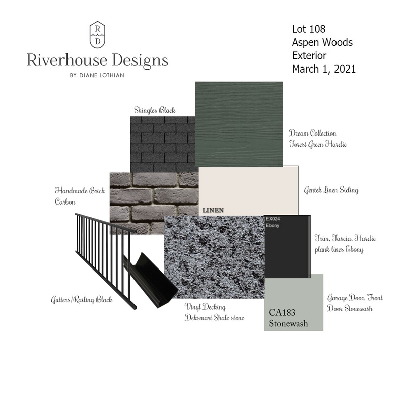 Lot 108 Exterior Mood Board by Riverhouse Designs on Style Sourcebook