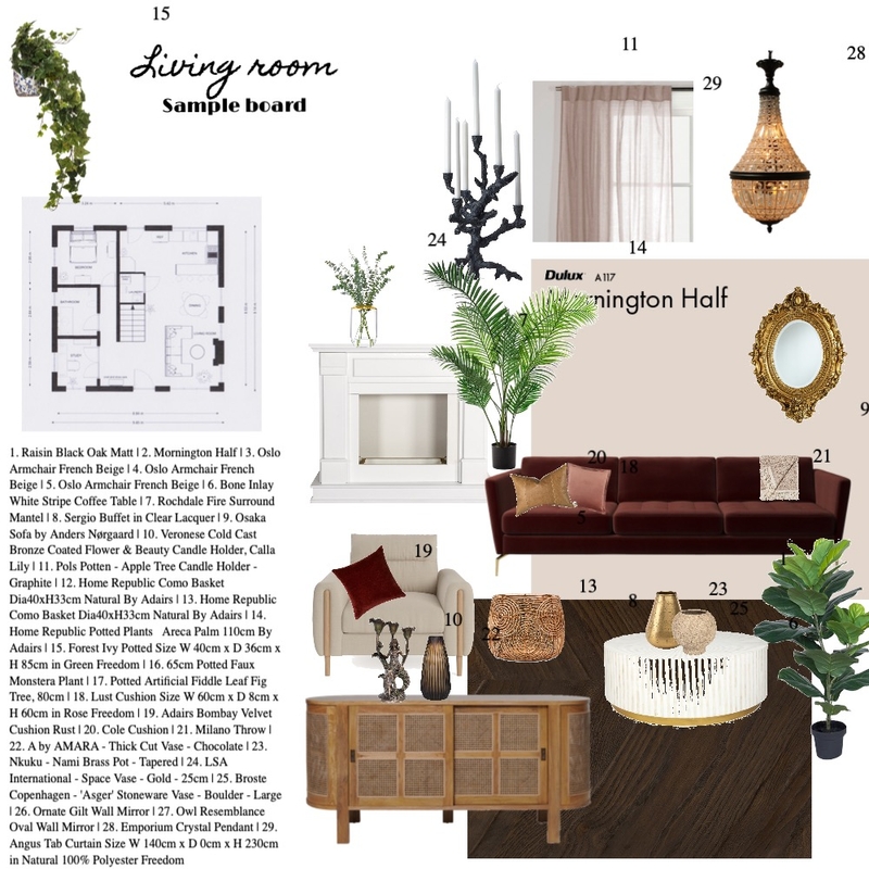 Living room sample board Mood Board by bettyczok on Style Sourcebook