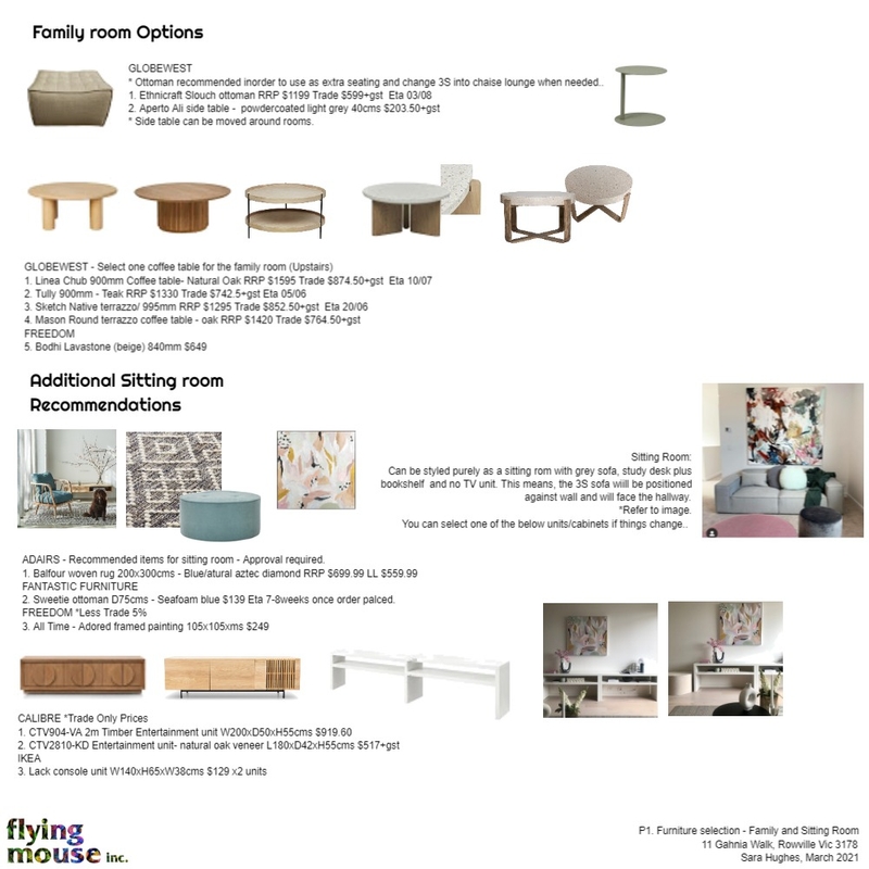 Sara - P1. Furniture Selection- family & Sitting Mood Board by Flyingmouse inc on Style Sourcebook