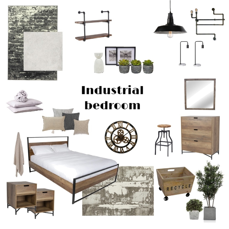 Industrial Bedroom Mood Board by Sabina on Style Sourcebook