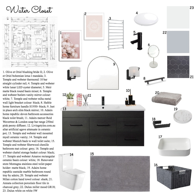 water closet mood board Mood Board by jenniferli1099 on Style Sourcebook