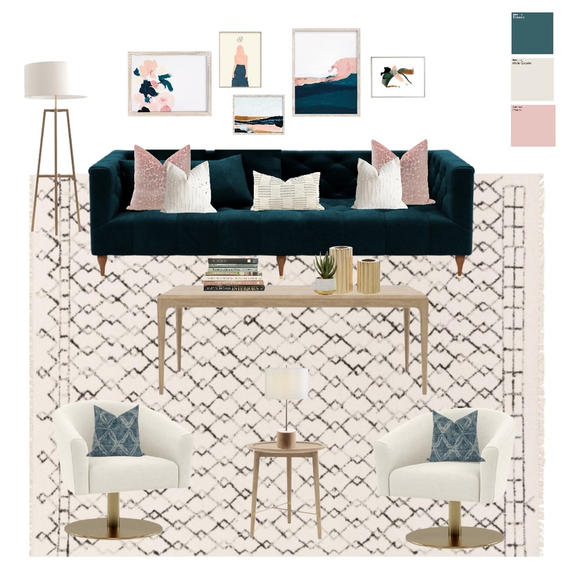 Peacock Cream Pop of Pink Mood Board by kristitokar on Style Sourcebook