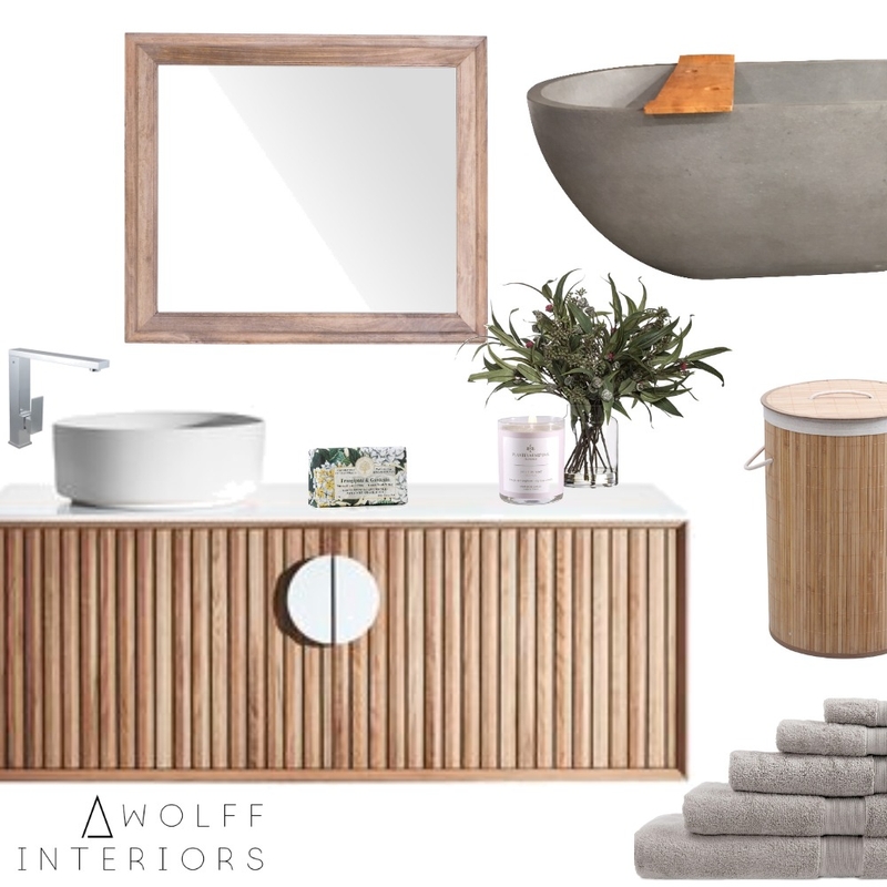 Nautral & Raw Bathroom Mood Board by awolff.interiors on Style Sourcebook