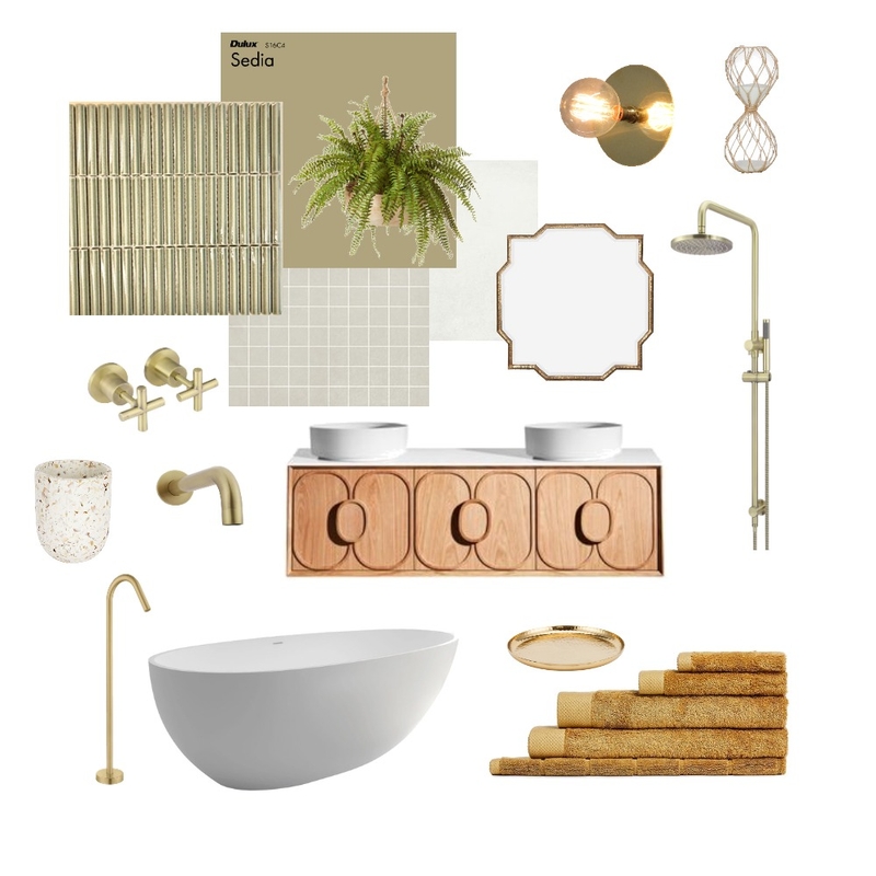 Main Bathroom - Green and Mustard Mood Board by elizaraedesigns_ on Style Sourcebook