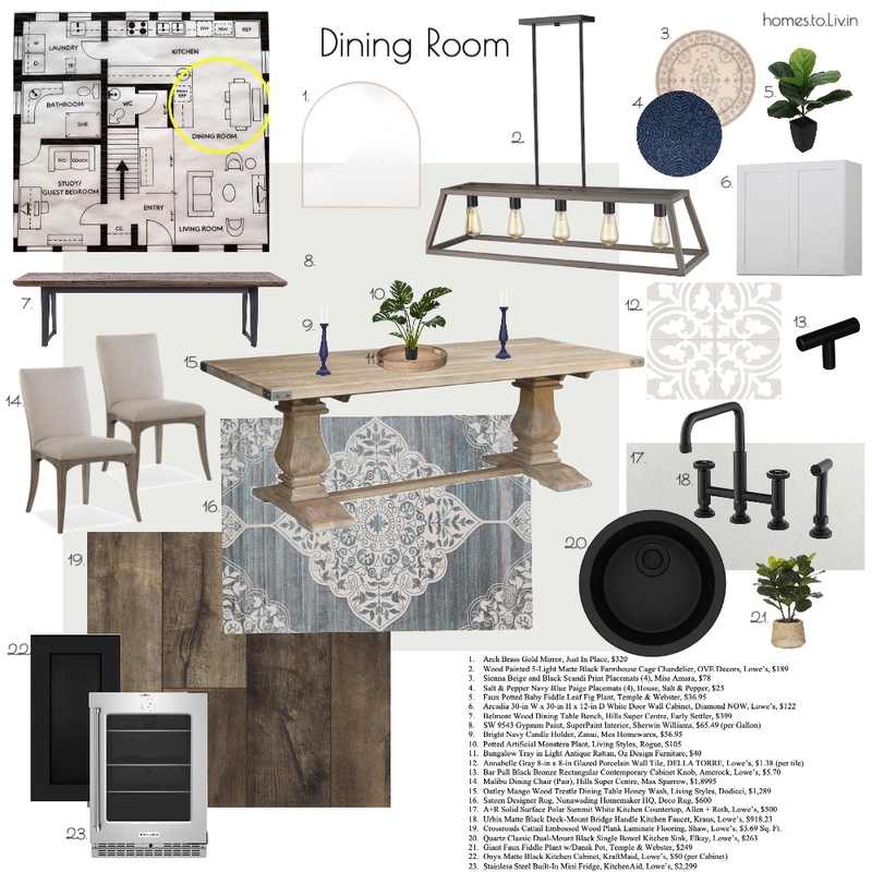 Dining Room Sample Board-DONE Mood Board by Homes to Liv In on Style Sourcebook