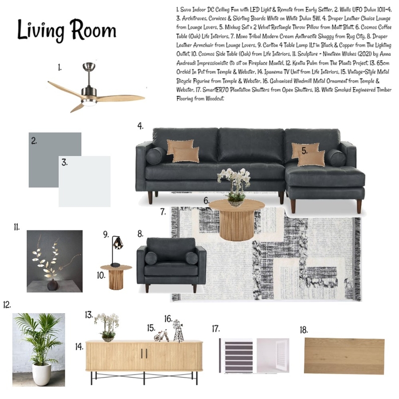 Sample Board - Living Room Mood Board by Chantal on Style Sourcebook