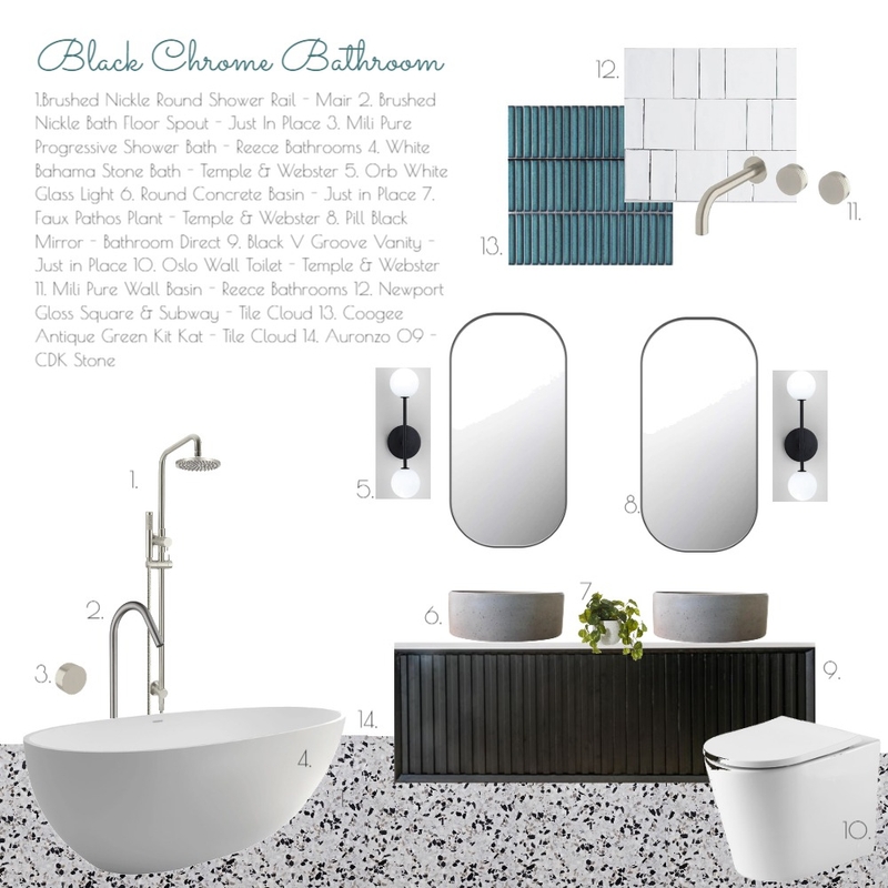 Black Chrome Bathroom Mood Board by SALT SOL DESIGNS on Style Sourcebook