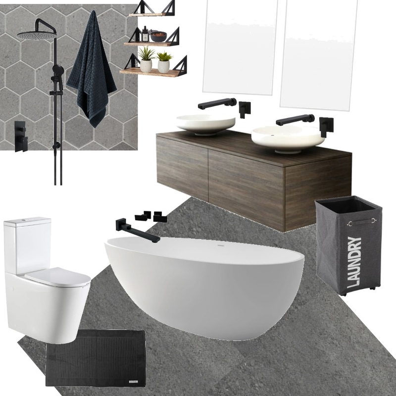 dark bathroom Mood Board by terriburns on Style Sourcebook