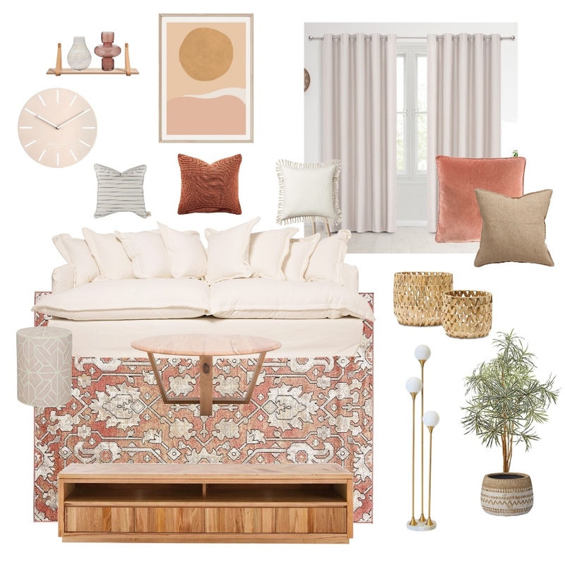 Peachy pink living Mood Board by nicoleszkucik on Style Sourcebook