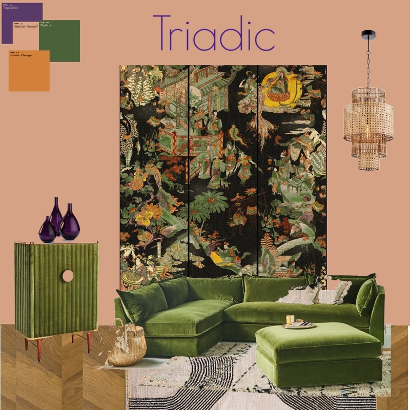 triadic scheme living room Mood Board by raniasuccar on Style Sourcebook