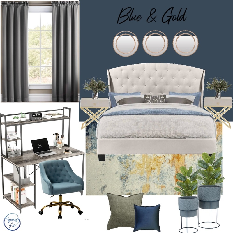 Blue and Gold Bedroom Mood Board by Spaces&You on Style Sourcebook
