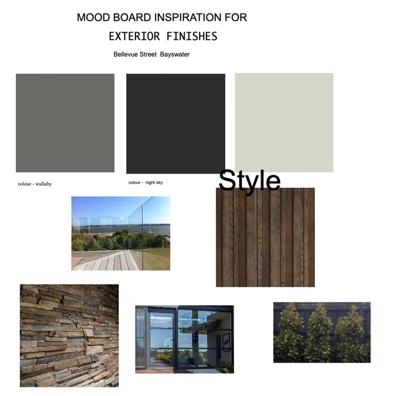 exterior colours for Meredith Residence Mood Board by NOIR DESIGNS PERTH on Style Sourcebook