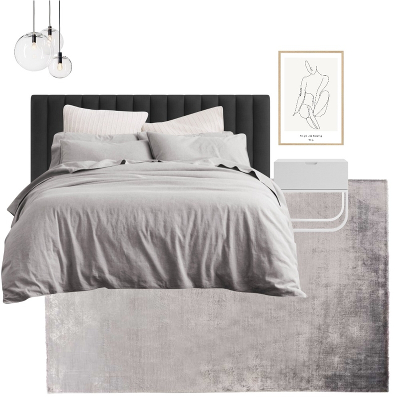 Monochrome bedroom Mood Board by Thediydecorator on Style Sourcebook