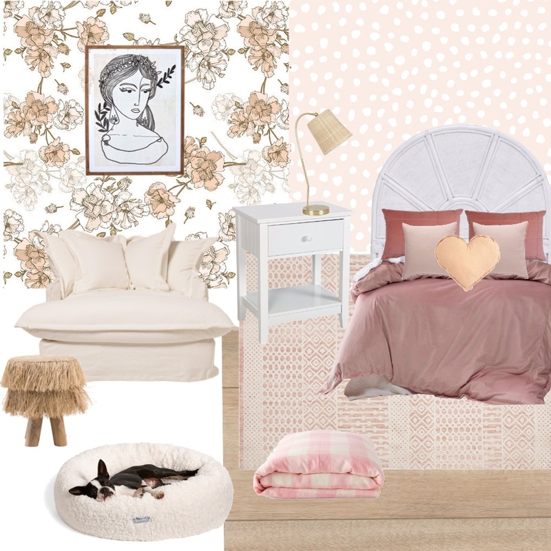 Shades of pink  and peach teen bedroom Mood Board by salt.sage.stone on Style Sourcebook