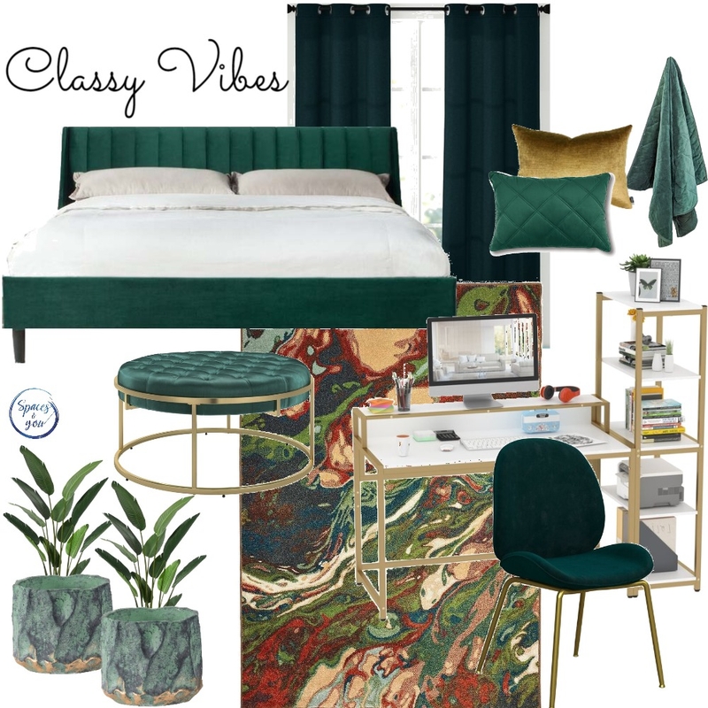 Classy Green and Gold Bedroom Mood Board by Spaces&You on Style Sourcebook