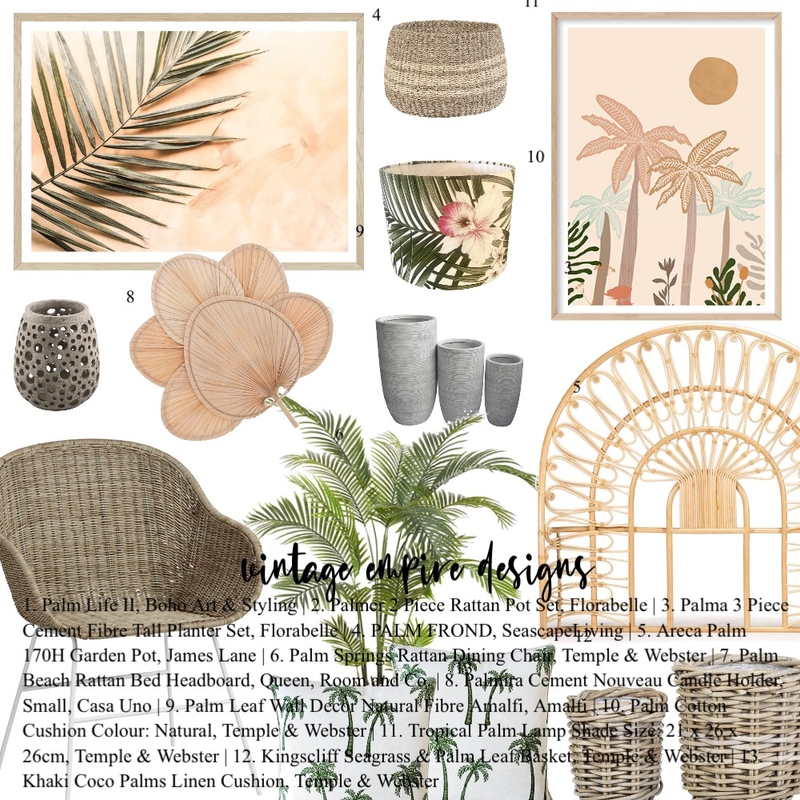 Palms and sunshine Mood Board by Vintage Empire Designs on Style Sourcebook