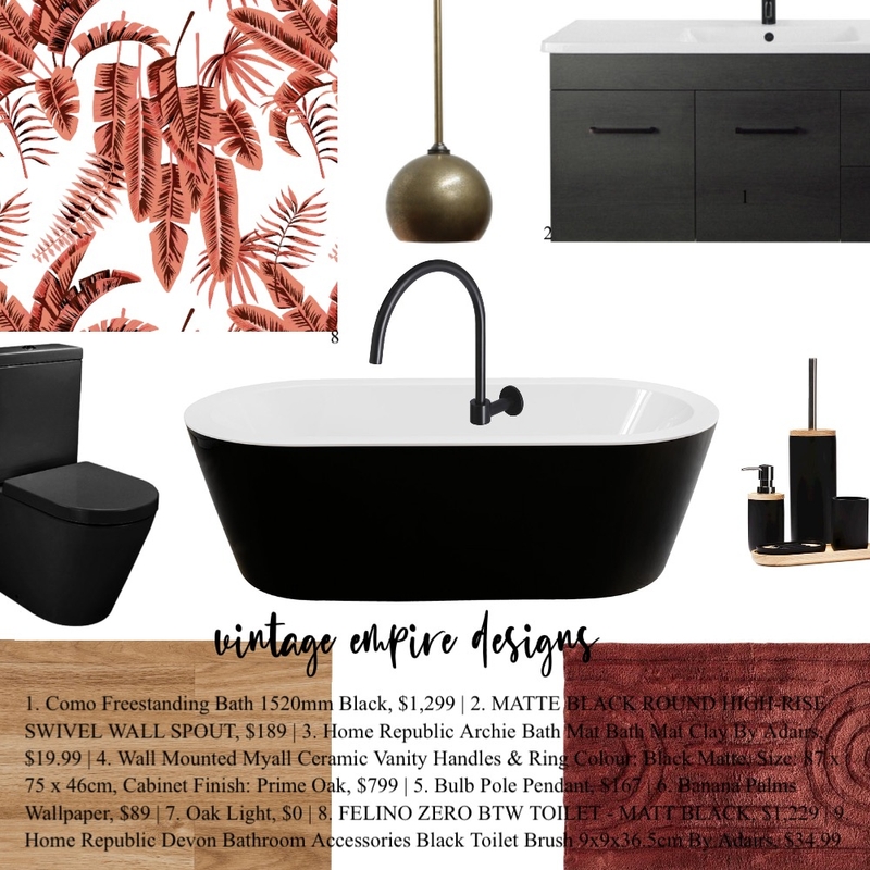 Bathroom Mood Board by Vintage Empire Designs on Style Sourcebook