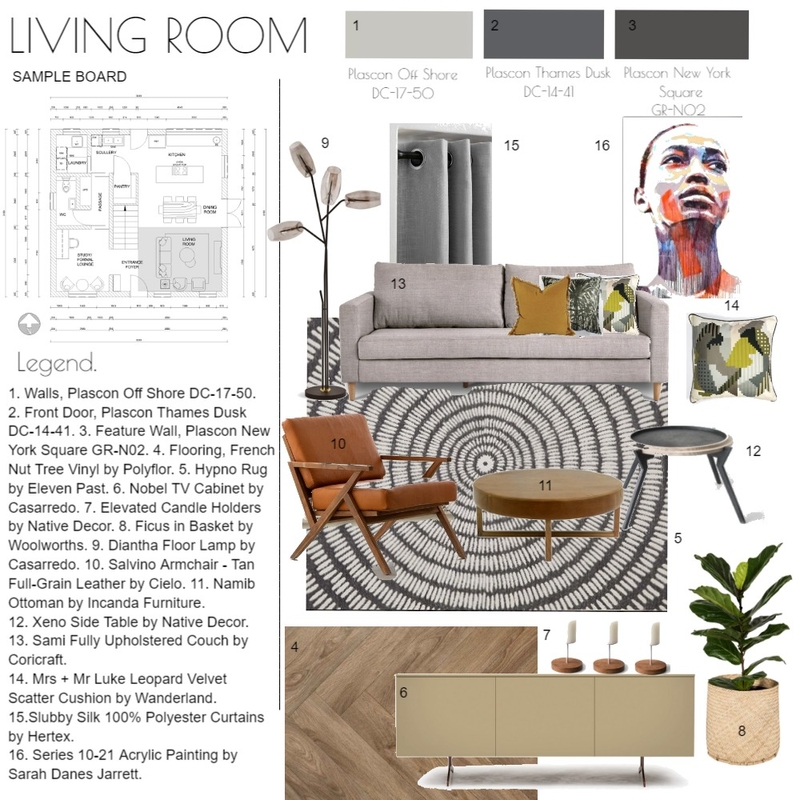 Living Room Sample Board Mood Board by Michellie on Style Sourcebook